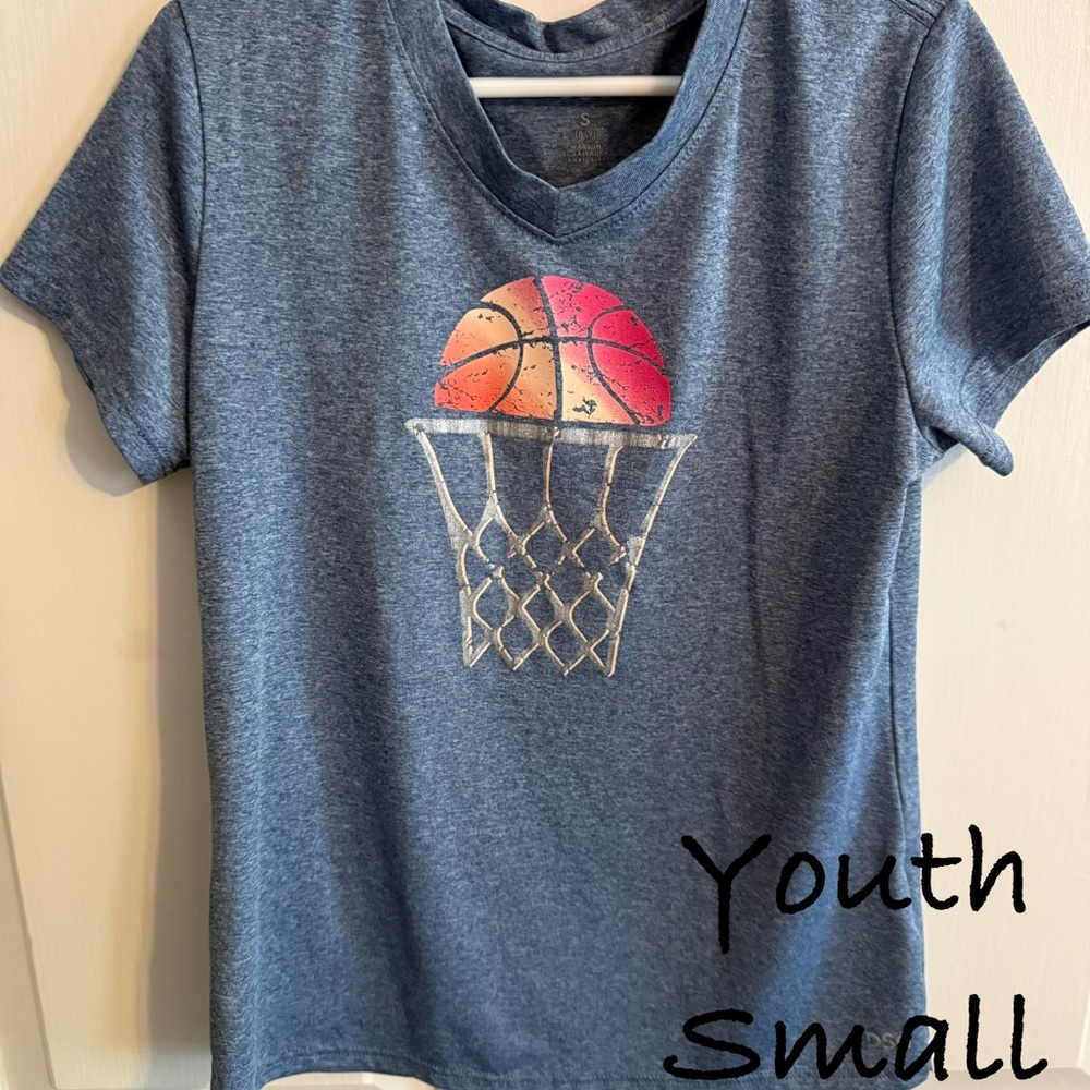 Youth Blue Graphic Basketball Tee - Unbranded